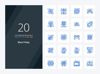 20 Black Friday Blue Color icon for presentation