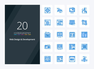 Fototapeta na wymiar 20 Web Design And Development Blue Color icon for presentation