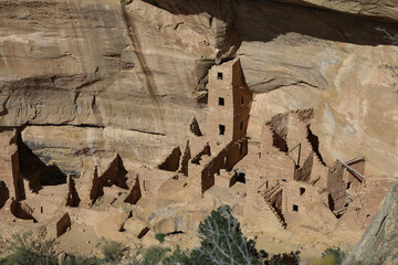 Close up shot of Mesa Verde Cliff dwellings in Colorado