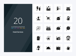 20 Hotel Services Solid Glyph icon for presentation