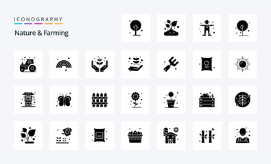 25 Nature And Farming Solid Glyph icon pack