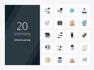 20 School And Learning Flat Color icon for presentation