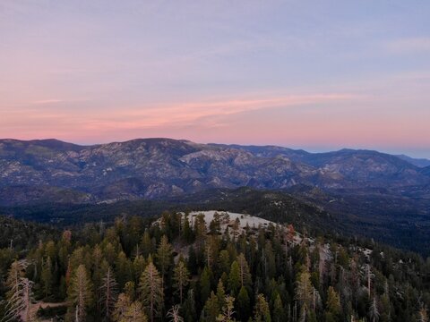 Pink sunset above Dome Rock in Sequoia National Monument