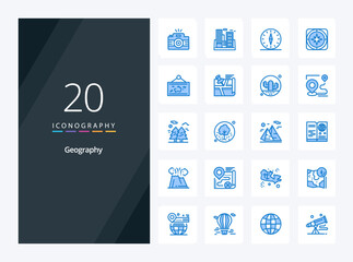 Fototapeta na wymiar 20 Geo Graphy Blue Color icon for presentation