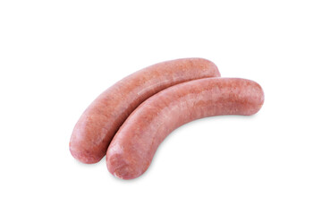 Raw beef and pork sausage on a white isolated background