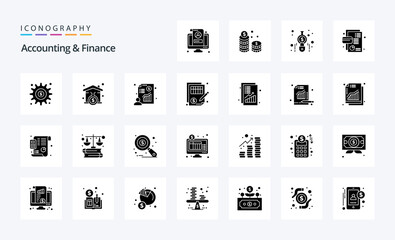 25 Accounting And Finance Solid Glyph icon pack