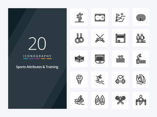 20 Sports Atributes And Sports Training Outline icon for presentation