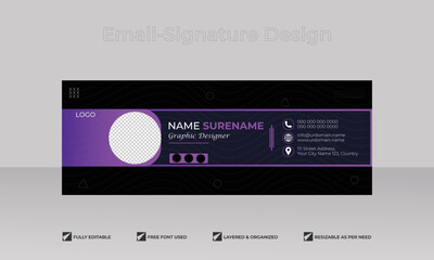 Minimal and modern email signature template design and personal email footer.
