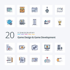 20 Game Design And Game Development Line Filled Color icon Pack like dimensional 3d complete work production