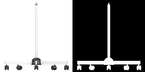 3D rendering illustration of a 5 wheels rolling stand base