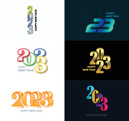 Big Set of 2023 Happy New Year logo text design 2023 number design template