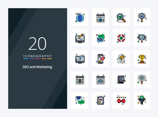 20 Seo line Filled icon for presentation