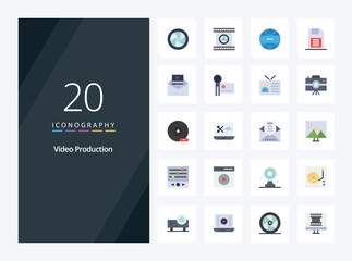 20 Video Production Flat Color icon for presentation
