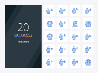 20 Human Blue Color icon for presentation