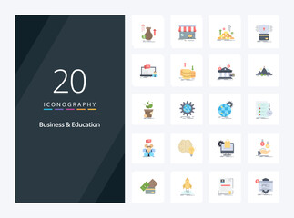 20 Business And Education Flat Color icon for presentation