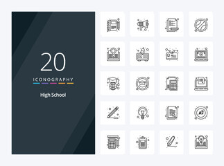 20 High School Outline icon for presentation