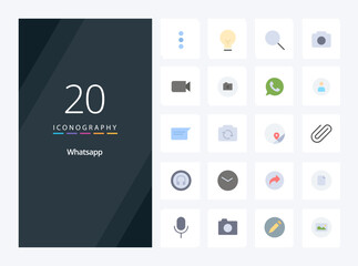 20 Whatsapp Flat Color icon for presentation