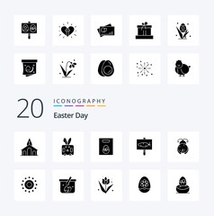 20 Easter Solid Glyph icon Pack like bug easter holiday egg easter