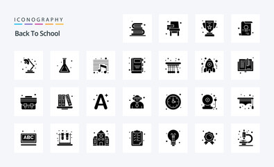 25 Back To School Solid Glyph icon pack