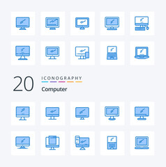 20 Computer Blue Color icon Pack like device computer imac server device