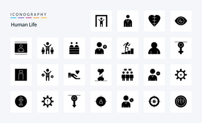 25 Human Solid Glyph icon pack