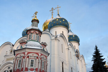 Fototapeta na wymiar Trinity Sergius Lavra, Sergiev Posad, Russia. Color winter photo.