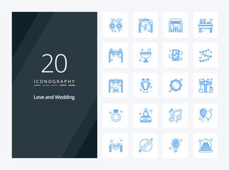 20 Wedding Blue Color icon for presentation
