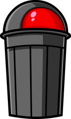 Cartoon Garbage Bin. Hand Drawn Illustration Isolated On Transparent Background