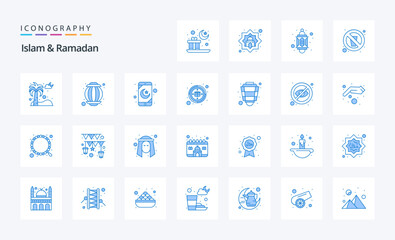 25 Islam And Ramadan Blue icon pack