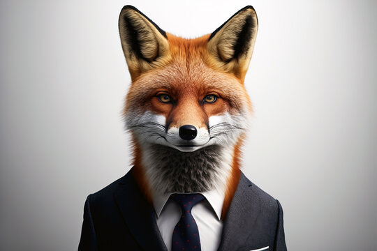 portrait of a fox in a suit, ai generated