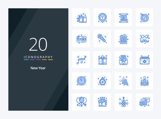 20 New Year Blue Color icon for presentation