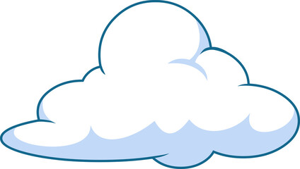 Cartoon Sky Cloud. Hand Drawn Illustration Isolated On Transparent Background