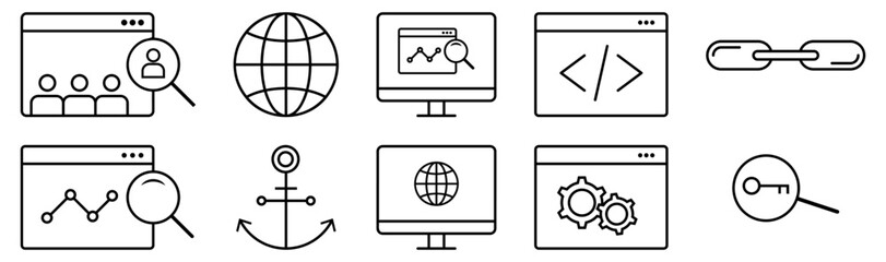 Search Engine Optimization Icons. Web Line Icons.