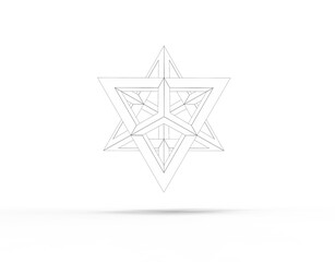 3D illustration of Wireframe Star Tetrahedron Merkaba isolated