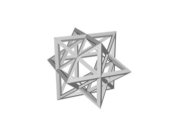 3D illustration of WIREFRAME STELLATED RHOMBIC DODECAHEDRON isolated - obrazy, fototapety, plakaty