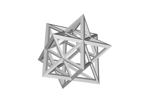 3D illustration of WIREFRAME STELLATED RHOMBIC DODECAHEDRON isolated