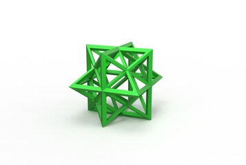 3D illustration of WIREFRAME STELLATED RHOMBIC DODECAHEDRON isolated - obrazy, fototapety, plakaty