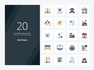20 Real Estate Flat Color icon for presentation