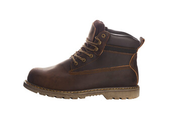 Brown man ankle boots with nubuck leather. Isolated on a transparent background