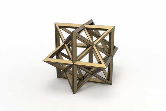 3D illustration of WIREFRAME STELLATED RHOMBIC DODECAHEDRON isolated