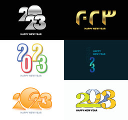 Big Set of 2023 Happy New Year logo text design 2023 number design template