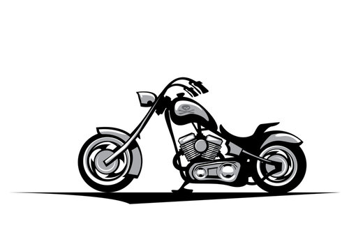 Bikers vehicle. motorcycle. stylish motorbike, left side. Vector image for prints, poster and illustrations.