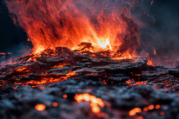 burning hot lava, fire, generative AI