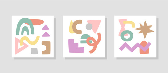 Vector set of abstract posters with aesthetic shapes. Modern design for interior decoration.