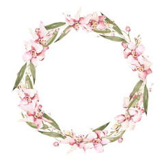Watercolor floral wreath clipart. png frame