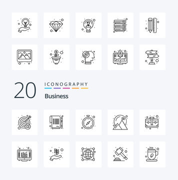 20 Business Line Icon Pack Like Bag Goal Agreement Achievement Watch