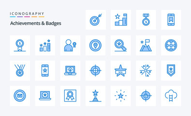 25 Achievements  Badges Blue icon pack