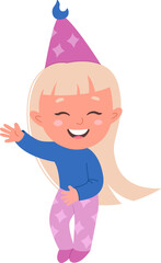 Cartoon girl Cute tooth fairy flat icon Magic dentist