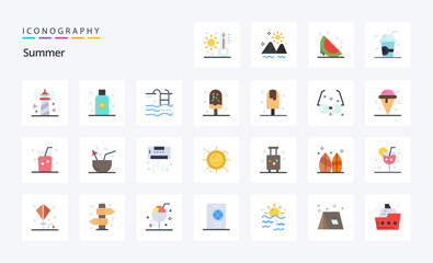 25 Summer Flat color icon pack