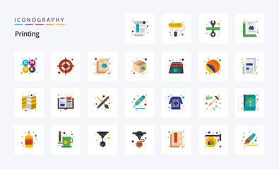 25 Printing Flat color icon pack